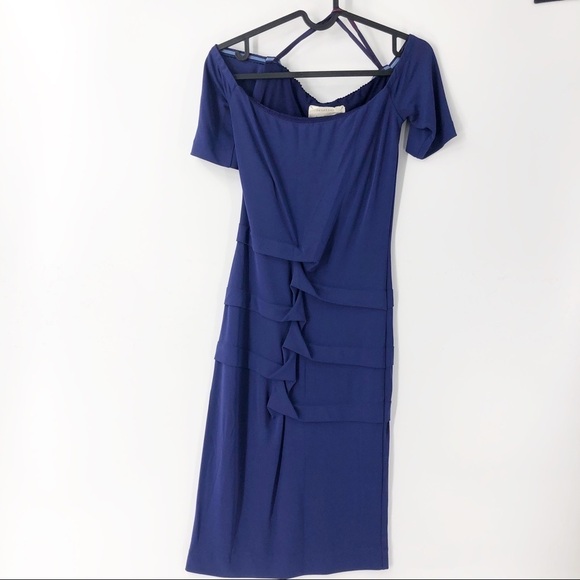 ✅ NICOLE MILLER ARTELIER PURPLE OFF SHOULDER DRESS SMALL - Picture 1 of 5